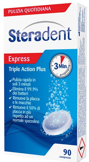 STERADENT TRIPLE ACTION PLUS 90 COMPRESSE PULENTI - farmacia187.it
