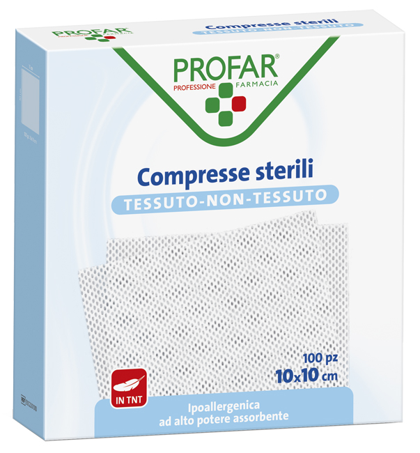 GARZA COMPRESSA TESSUTO NON TESSUTO 10X10 CM 100 PEZZI PROFAR - farmacia187.it