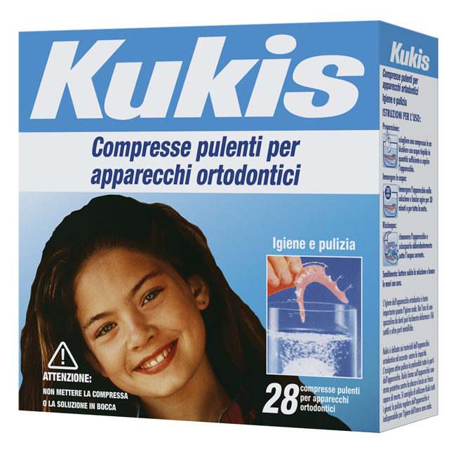 KUKIS CLEANSER 28 COMPRESSE PER PULIZIA APPARECCHI ORTODONTICI - farmacia187.it