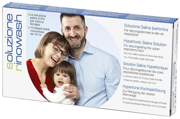 RINOWASH SOLUZIONE SALINA IPERTONICA PER PULIZIA NASO 10 FIALE RICHIUDIBILI X 10 ML - farmacia187.it