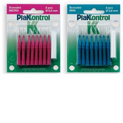 PLAKKONTROL SCOVOLINO MINI 0,6 MM 8 PEZZI + MANICO - farmacia187.it