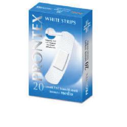 CEROTTO PRONTEX WHITE STRIPS IN TESSUTO NON TESSUTO BIANCO STERILE SCATOLA 20 CEROTTI MEDI - farmacia187.it