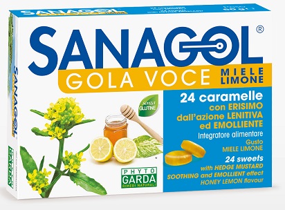 SANAGOL GOLA VOCE MIELE LIMONE 24 CARAMELLE - farmacia187.it