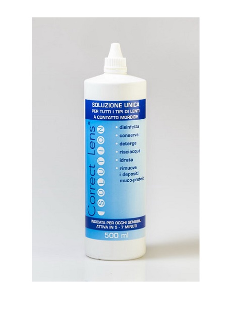 SOLUZIONE OCULARE PER LA CONSERVAZIONE E PULIZIA DELLE LENTIA CONTATTO CORRECT LENS SOLUTION 500ML - farmacia187.it