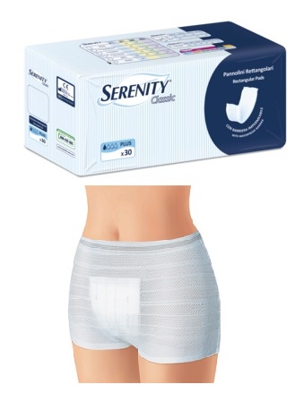 PANNOLONE PER INCONTINENZA FORMATO RETTANGOLARE CON BARRIERA SERENITY 30 PEZZI - farmacia187.it