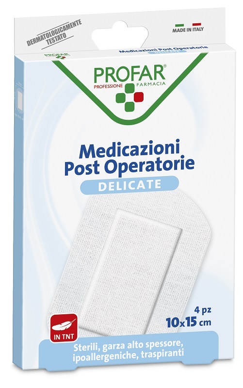MEDICAZIONE POST OPERATORIA STERILE GARZA ANTIADERENTE 10X15 CM 4 PEZZI PROFAR - farmacia187.it