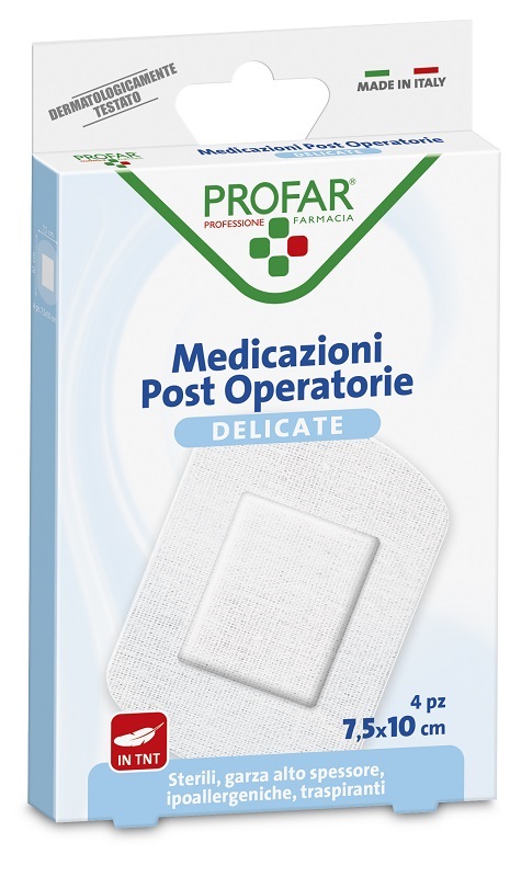 MEDICAZIONE POST OPERATORIA STERILE GARZA ANTIADERENTE 7,5X10 CM 4 PEZZI PROFAR - farmacia187.it