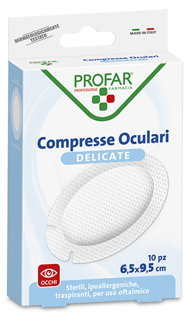 COMPRESSA OCULARE CON GARZA ANTIADERENTE 6,5X9,5 CM 10 PEZZI PROFAR - farmacia187.it