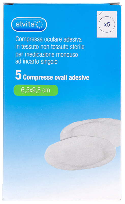 COMPRESSA OCULARE AUTOADESIVA ALVITA TNT OVALI 6,5X9,5CM 5 PEZZI - farmacia187.it