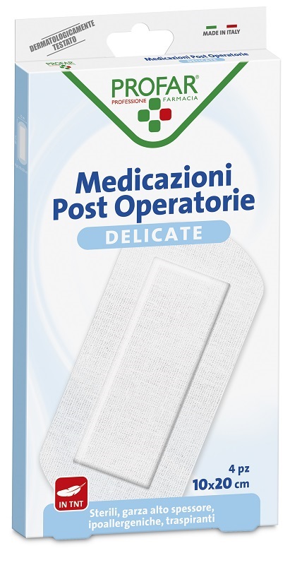MEDICAZIONE POST OPERATORIA STERILE GARZA ANTIADERENTE 10X20 CM 4 PEZZI PROFAR - farmacia187.it