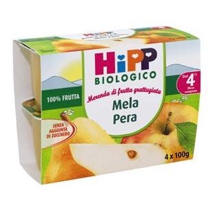 HIPP BIO FRUTTA GRATTUGGIATA MELA PERA 4X100 G - farmacia187.it