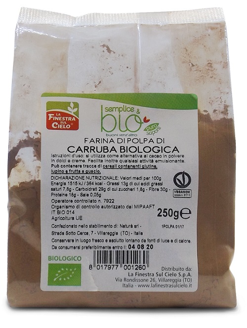POLPA DI CARRUBA FARINA BIO 250 G - farmacia187.it
