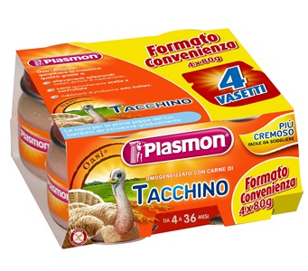 PLASMON OMOGENEIZZATO TACCHINO 4 X 80 G CON GIFT - farmacia187.it