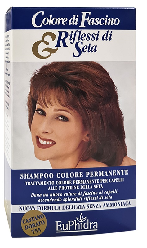 EUPHIDRA COLORE DI FASCINO & RIFLESSI DI SETA SHAMPOO COLORE PERMANENTE 55 CASTANO DORATO 120 ML - farmacia187.it
