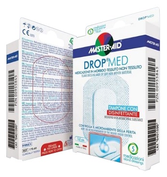 MEDICAZIONE COMPRESSA AUTOADESIVA DERMOATTIVA IPOALLERGENICA AERATA MASTER-AID DROP MED 10X8 5 PEZZI - farmacia187.it