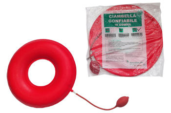 CIAMBELLA GONFIABILE PER INVALIDI IN GOMMA ROSSA TEAM DELUXE CON POMPA 45CM DIAMETRO - farmacia187.it