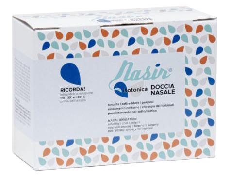 NASIR LAVAGGIO NASALE SOLUZIONE FISIOLOGICA ISOTONICA STERILE SCATOLA CON 4 SACCHE 500ML 4 BLISTER 1 VENTOSA - farmacia187.it