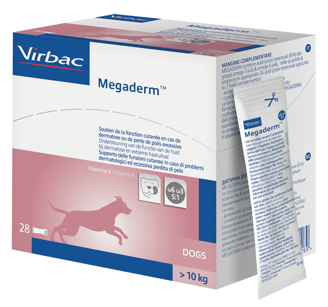 MEGADERM SUPPLEMENTO CANI SUPERIORI A 10 KG SCATOLA DA 28 SACCHETTI MONODOSE 4 ML - farmacia187.it