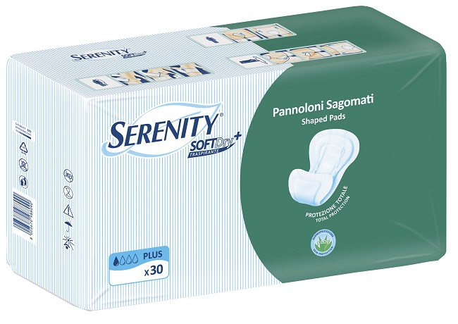 PANNOLONE PER INCONTINENZA SAGOMATO SERENITY SOFTDRY+ ALOE PLUS 30 PEZZI - farmacia187.it