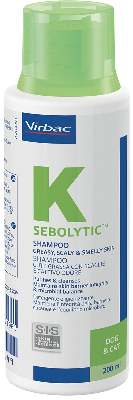SEBOLYTIC SHAMPOO CUTE GRASSA CON SCAGLIE E CATTIVO ODORE CANE E GATTO 200 ML - farmacia187.it