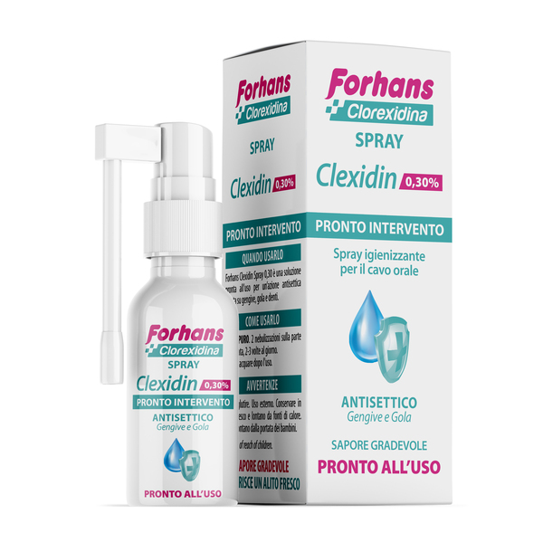 COLLUTORIO SPRAY CON CLOREXIDINA FORHANS CLEXIDIN 50ML - farmacia187.it