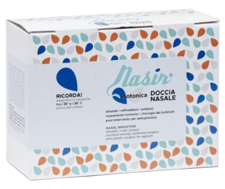 NASIR DOCCIA NASALE CON SOLUZIONE FISIOLOGICA ISOTONICA 10 SACCHE 250 ML + 1 BLISTER - farmacia187.it