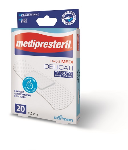 CEROTTO MEDIO MEDIPRESTERIL DELICATO TNT 7X2CM 20 PEZZI - farmacia187.it