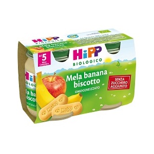 HIPP BIO OMOGENEIZZATO MELA BANANA BISCOTTO 2X125 G - farmacia187.it