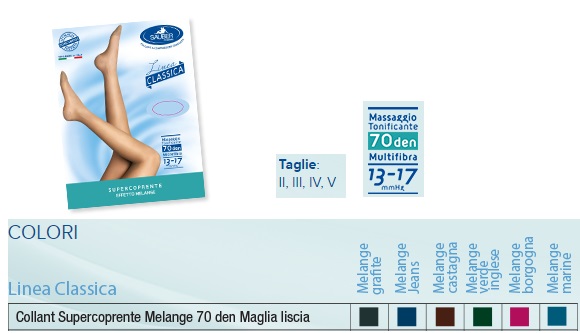 SAUBER COLLANT 70 DENARI SUPER COPRENTE MAGLIA LISCIA MELANGE JEANS 2 LINEA CLASSICA - farmacia187.it