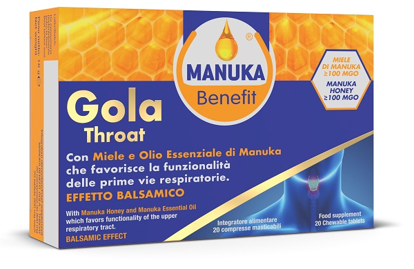 MANUKA BENEFIT GOLA THROAT 20 COMPRESSE MASTICABILI - farmacia187.it