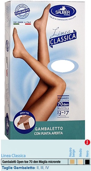 SAUBER GAMBALETTO OPEN TOE MAGLIA MICRORETE 70 DEN COLORE NEUTRO BEIGE TAGLIA 4 LINEA CLASSICA - farmacia187.it