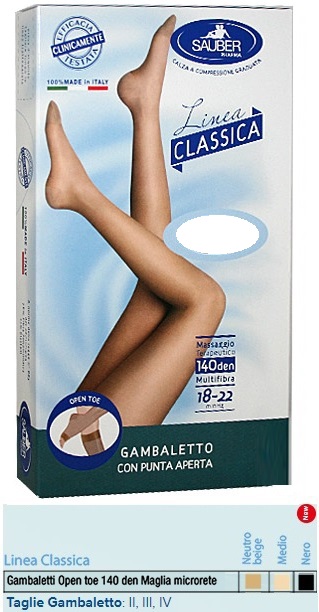 SAUBER GAMBALETTO OPEN TOE MAGLIA MICRORETE 140 DEN COLORE MEDIO TAGLIA 4 LINEA CLASSICA - farmacia187.it