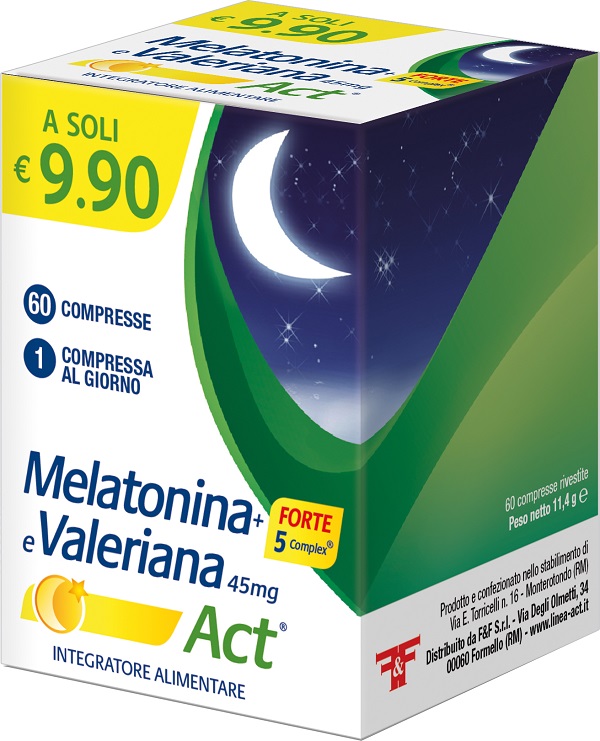 MELATONINA+FORTE 5 COMPLEX E VALERIANA ACT 60 COMPRESSE - farmacia187.it