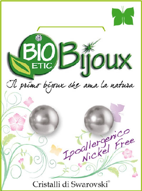 ORECCHINI STERILI 8 MM CON PERLA COLORE LIGHT GREY - farmacia187.it