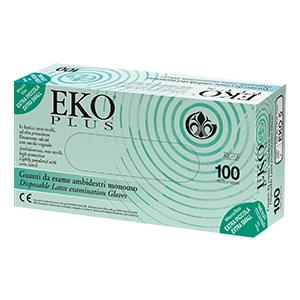 GUANTO IN LATTICE SUPERFICIE LISCIA TALCATO 100 PEZZI ARTICOLO EKO 7 - farmacia187.it
