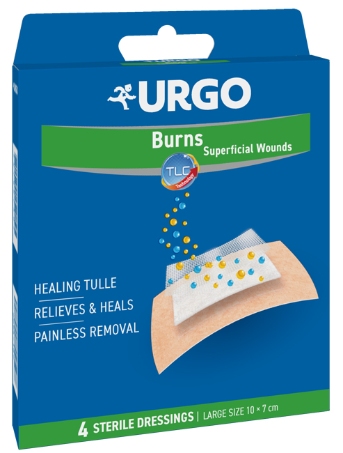 URGO CEROTTO PER USTIONI E FERITE 100X70 MM 4 PEZZI - farmacia187.it