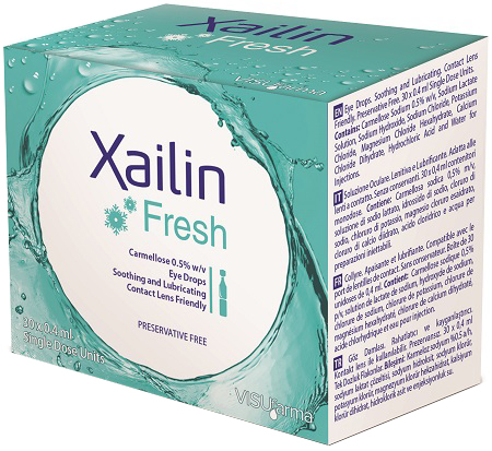 XAILIN FRESH GOCCE OCULARI CARBOSSIMETILCELLULOSA 0,5% 30 FLACONCINI MONODOSE 0,4 ML - farmacia187.it