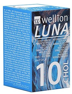 WELLION LUNA 10 STRIPS STRISCE PER MISURAZIONE COLESTEROLO - farmacia187.it