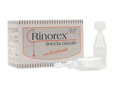 FIALA PER DOCCIA NASALE RINOREX BICARBONATO 15 FIALE 5 ML - farmacia187.it