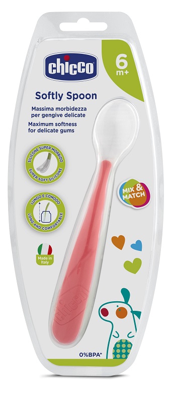 CHICCO CUCCHIAIO MORBIDO SILICONE 6M+ ROSSO UP - farmacia187.it