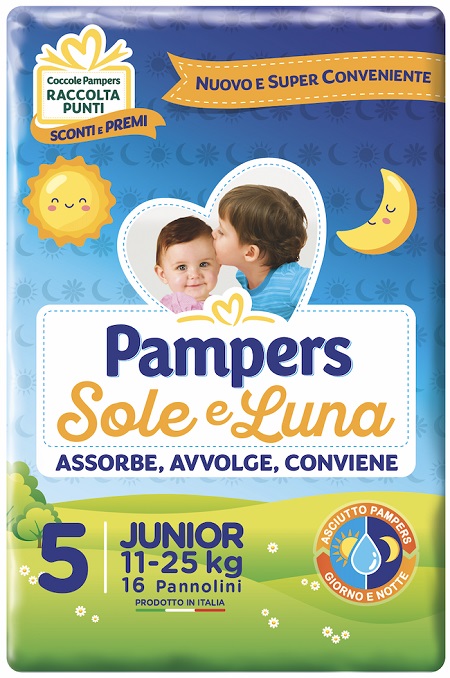 PANNOLINO PER BAMBINO PAMPERS SOLE & LUNA FLASH JUNIOR 16 PEZZI - farmacia187.it