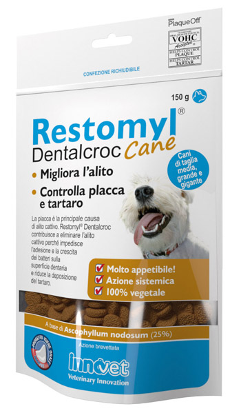 RESTOMYL DENTALCROC CANI TAGLIA MEDIA GRANDE E GIGANTE BUSTA 150 G - farmacia187.it