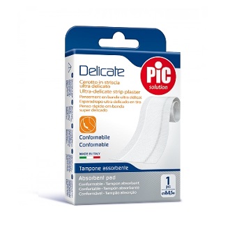 CEROTTO PIC DELICATE STRISCIA BIANCA CON TAMPONE ANTIBATTERICO CM 8X0,5 M - farmacia187.it