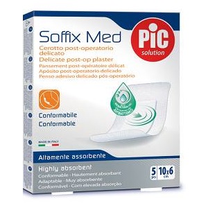 CEROTTO PIC SOFFIX MED IN TNT CON TAMPONE CENTRALE ASSORBENTE STERILE MONOUSO 10X6 CM ANTIBATTERICO 5 PEZZI - farmacia187.it