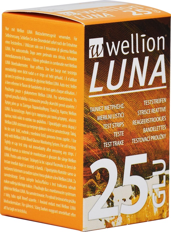 WELLION LUNA 25 STRIPS STRISCE PER MISURAZIONE GLICEMIA - farmacia187.it