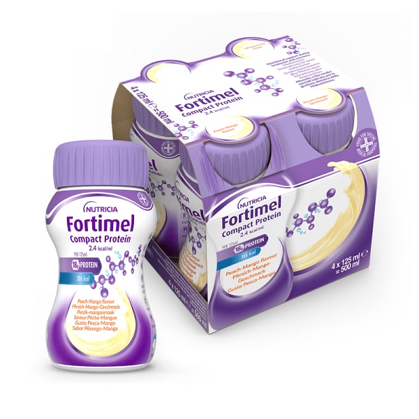 NUTRICIA FORTIMEL COMPACT PROTEIN GUSTO PESCA E MANGO 4 BOTTIGLIE DA 125 ML - farmacia187.it