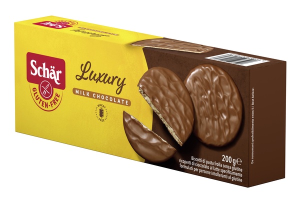 SCHAR LUXURY BISCOTTI DI PASTA FROLLA RICOPERTI DI CIOCCOLATO AL LATTE 200 G - farmacia187.it