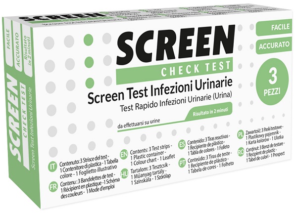 SCREEN TEST LEUCOCITI SANGUE NITRITO E PROTEINA URINA SCREEN TEST INFEZIONI VIE URINARIE 3 PEZZI - farmacia187.it