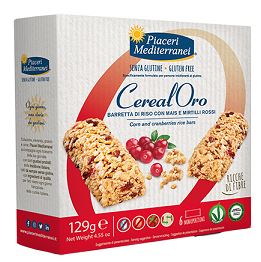 PIACERI MEDITERRANEI CEREALORO BARRETTA DI RISO CON MAIS E MIRTILLI ROSSI 6 PEZZI DA 21,5 G - farmacia187.it