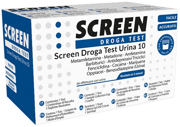 SCREEN DROGA TEST 10 DROGHE TEST ANTIDROGA CON CONTENITORE URINA - farmacia187.it